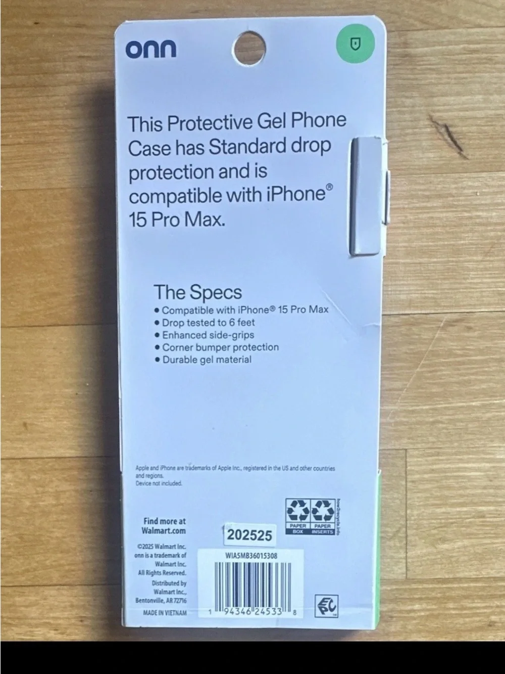 Onn Black Gel Protective Case for Apple iPhone 15 Pro Max Drop Protection